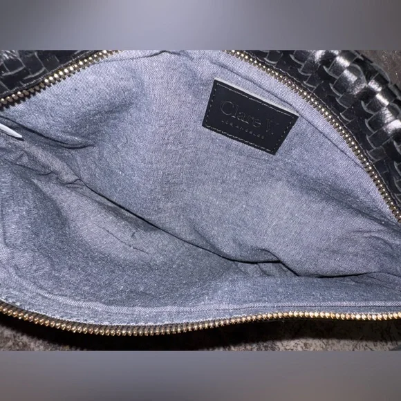 NWT Clare V grande Fanny belt bag in black woven zig zag - Picture 10 of 16